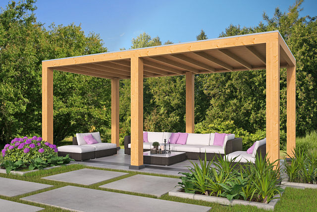 Overkapping Plat dak Red Class Wood Renesse