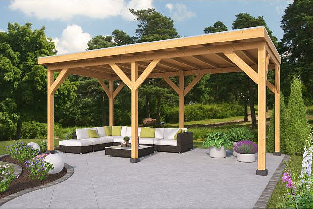 Overkapping Plat dak Red Class Wood Zoutelande