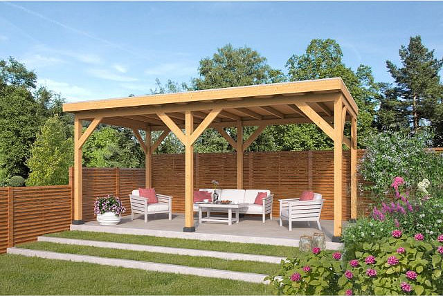 Overkapping Plat dak Red Class Wood Zoutelande
