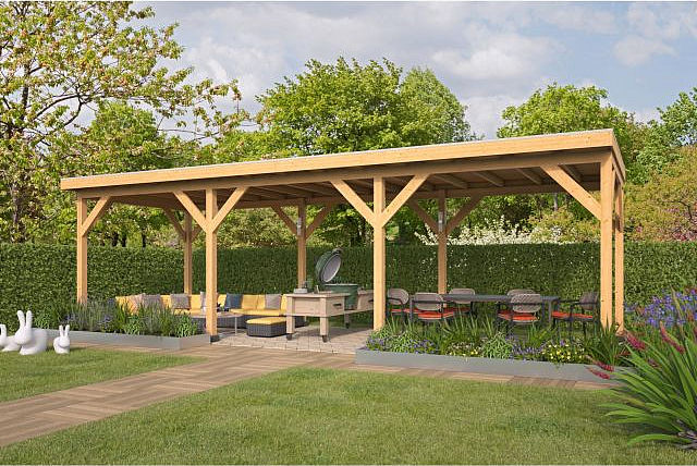 Overkapping Plat dak Red Class Wood Zoutelande